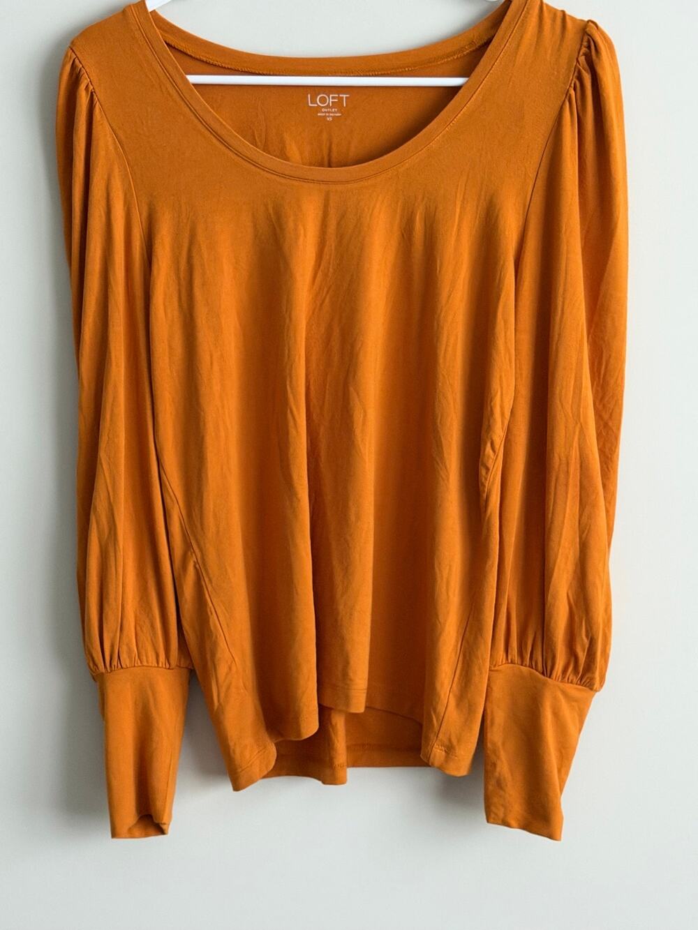 LOFT Mustard Yellow Balloon Sleeve Blouse XS NWT